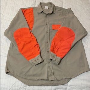 Team Realtree Shooting Shirt Mens XL Tan Blaze Orange Heavy Cotton Hunting EUC